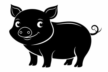 cute pig line art silhouette vector illustration