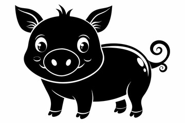 cute pig line art silhouette vector illustration