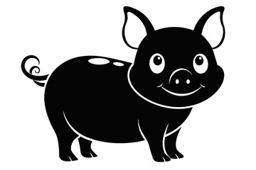 cute pig line art silhouette vector illustration