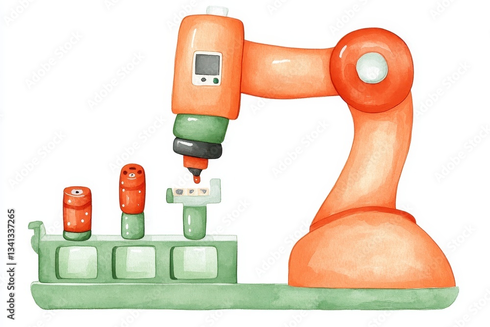 Wall mural a robotic arm meticulously assembling components in a high-tech manufacturing environment.