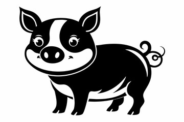 cute pig line art silhouette vector illustration