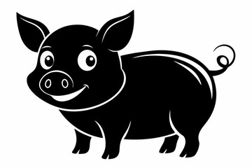 cute pig line art silhouette vector illustration