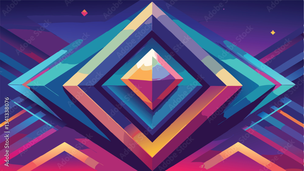 Aufkleber Vibrant geometric abstract illustration featuring sharp angles and colorful shapes in a dynamic composition