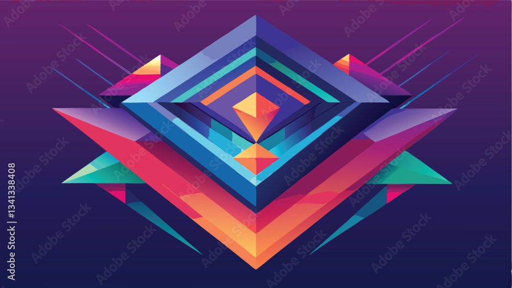 Aufkleber Vibrant geometric abstract illustration featuring sharp angles and colorful shapes in a dynamic composition
