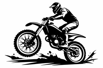 Obraz premium dynamic dirt bike rider line art silhouette vector illustration