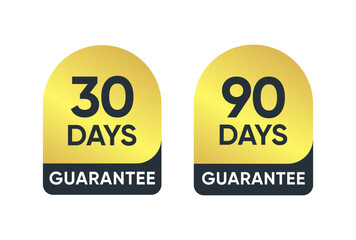Set of 30 Days and 90 Days Money Back Guarantee Badge Signs Vector Design