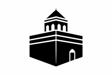 kaaba icon line art silhouette vector illustration