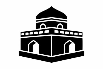 kaaba icon line art silhouette vector illustration