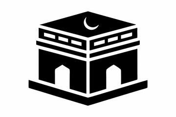 kaaba icon line art silhouette vector illustration