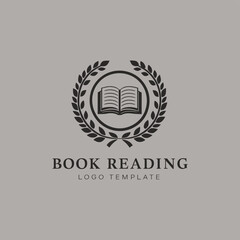 Obraz premium Illustrative Logo of Book with Feather Symbolizing Knowledge and Elegance