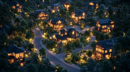 Fototapeta premium digital illustration of a modern eco-smart town in the woods
