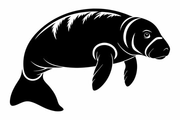 manatee line art silhouette vector illustration