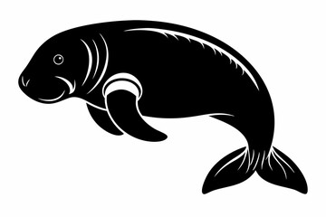manatee line art silhouette vector illustration