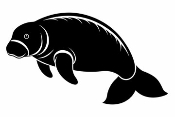 manatee line art silhouette vector illustration