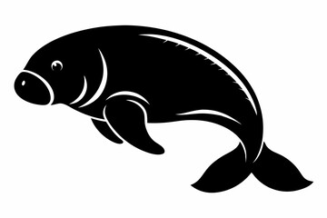 manatee line art silhouette vector illustration