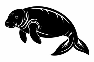 manatee line art silhouette vector illustration