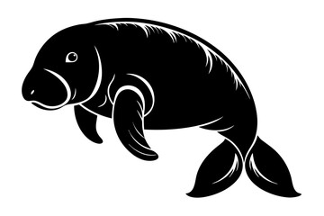 manatee line art silhouette vector illustration
