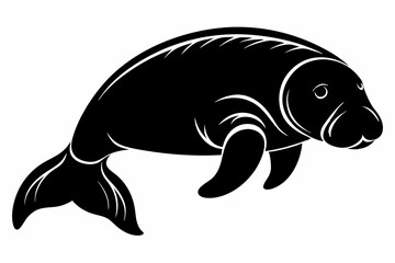 manatee line art silhouette vector illustration