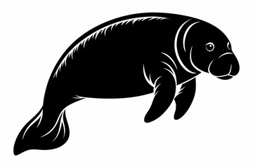 Obraz premium manatee line art silhouette vector illustration