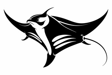 manta ray line art silhouette vector illustration
