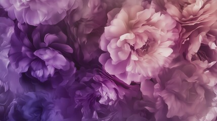 Close-up of Exquisite Purple and Pink Peony Flowers, Vibrant Floral Art, Detailed Petals, Beautiful Floral Design