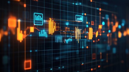 Fototapeta premium Network Data Visualization, Dashboard Display, Tech Interface, Graphic Charts Background