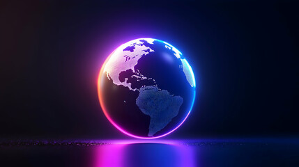 Futuristic Digital Earth Globe with Neon Glow