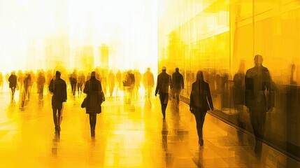 abstract representations of public spaces in yellow.