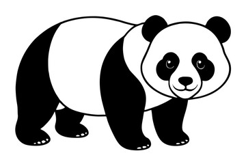 Fototapeta premium panda bear line art silhouette vector illustration