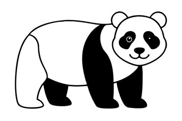 panda bear line art silhouette vector illustration