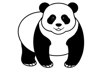 panda bear line art silhouette vector illustration