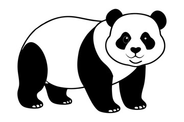 panda bear line art silhouette vector illustration