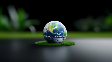 Dark Moody Earth Day Background Pixel Art Globe on Grass