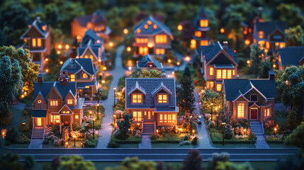 digital 3d isometric illustration of an eco-smart suburb