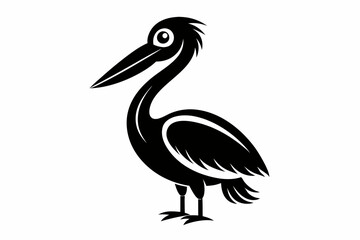 pelican line art silhouette vector illustration
