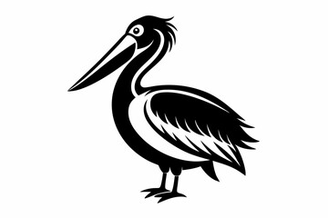 pelican line art silhouette vector illustration