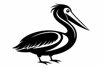 Obraz premium pelican line art silhouette vector illustration
