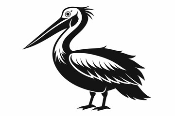 pelican line art silhouette vector illustration