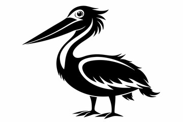 Fototapeta premium pelican line art silhouette vector illustration