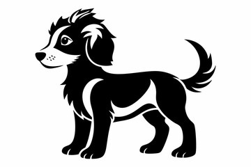 puppy line art silhouette vector illustration