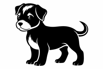 puppy line art silhouette vector illustration