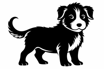 puppy line art silhouette vector illustration