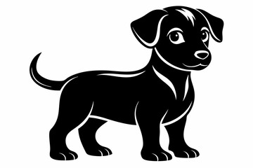 puppy line art silhouette vector illustration