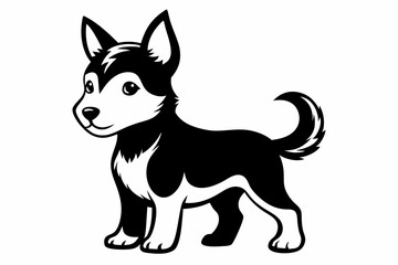 puppy line art silhouette vector illustration