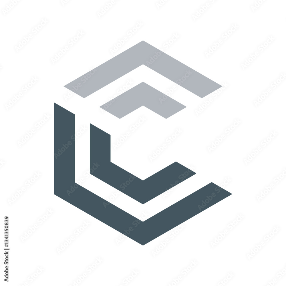 Aufkleber the image shows a flat geometrical logo design of an initial letter c in hexagonal shape. the logo l