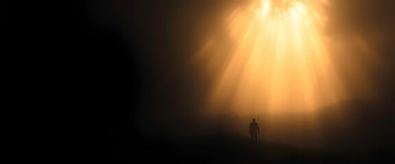 Ethereal, soft light illuminating a dark, mysterious landscape, dark, fantasy