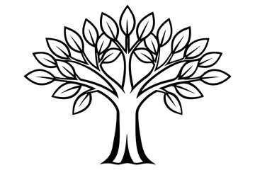 Obraz premium tree with leaves line art silhouette vector illustration