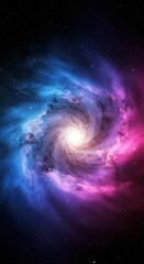 Obraz premium A vibrant spiral galaxy with swirling nebulae in shades of blue and pink, set against a backdrop of stars.