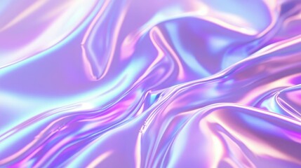 Obraz premium Elegant 3D wave background with silver hologram reflections, featuring a sleek, premium-quality chrome design.