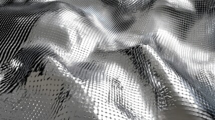 Elegant holographic texture with abstract silver waves, exuding premium quality and futuristic sophistication.